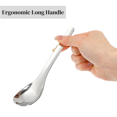 ZAVOOS 12 Pack Stainless Steel Soup Spoons, Premium Mirror Polished Chinese Dinner Spoons, Heavy Weight Table Spoon with Ergonomic Handle for Bouillon, Ramen, Pho, Wonton, Rice, Dishwasher Safe