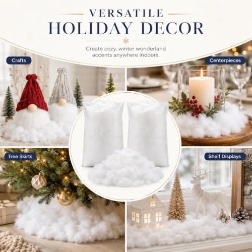 Fluffy Artificial Snow Fiber Blanket for Christmas & Village Decor (2 Bags)