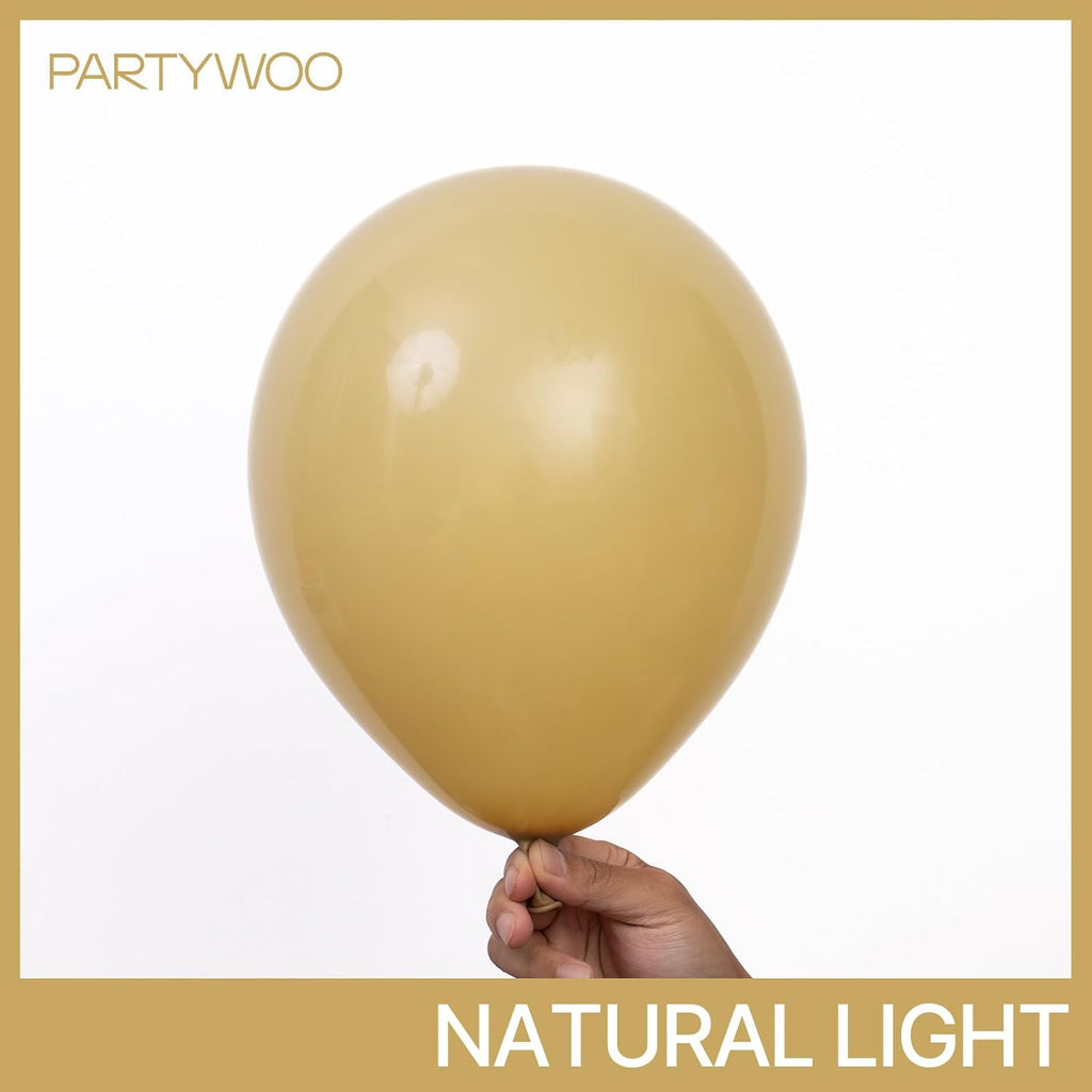 PartyWoo 12-Inch Light Brown Latex Balloons - 50pcs Boho Coffee Helium Balloons for Weddings & Baby Showers