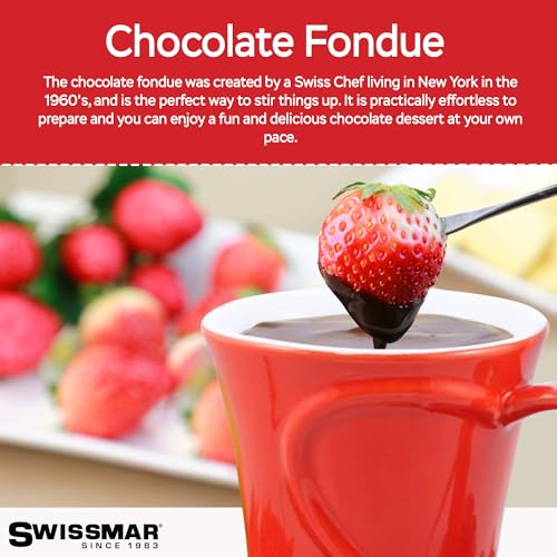 Swissmar Sweetheart 4-Piece Red Fondue Mug Set – Includes Mug, 2 Forks & Tea Light