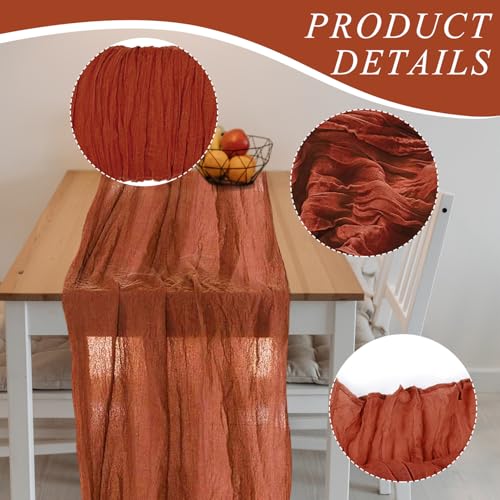 12-Pack Cheesecloth Table Runners, 35" x 118" Boho Gauze for Weddings