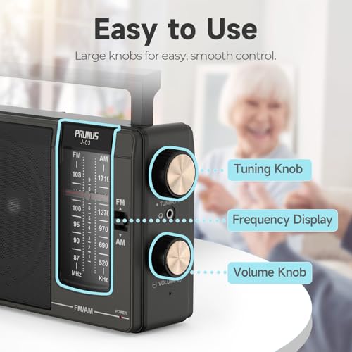Portable AM/FM Radio, Battery or AC Powered with Large Speaker