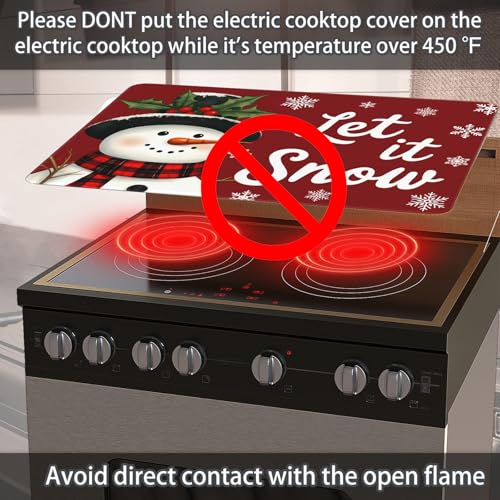 Let It Snow Christmas Stove Cover for Electric Range 28x20 Inches Red Snowman