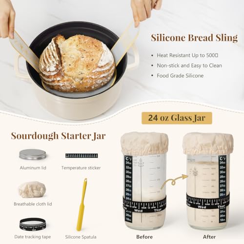 Complete Sourdough Starter Kit with Rattan Banneton Proofing Baskets