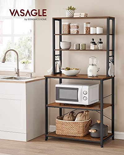 6-Tier Kitchen Baker's Rack with 6 Hooks, Coffee Bar & Microwave Stand