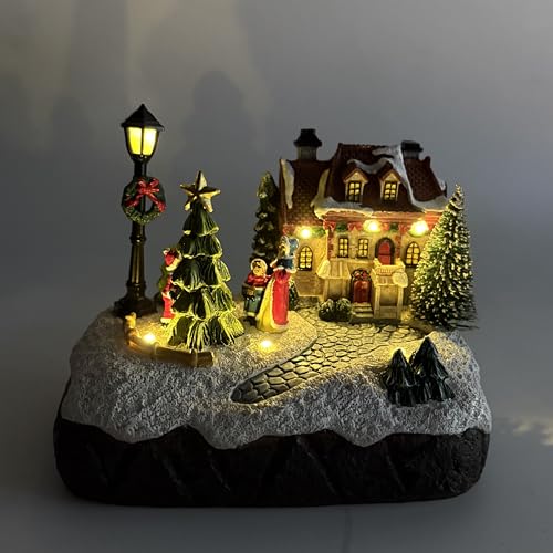 Lighted Resin Christmas Village House Figurine - Winter Holiday Tabletop Decor