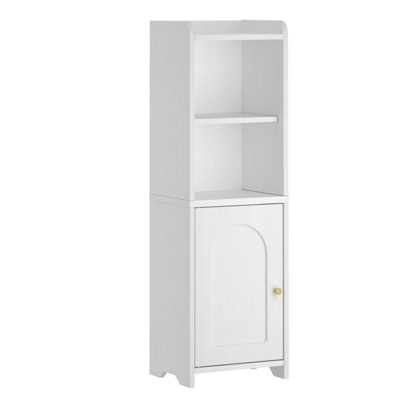 Hzuaneri Bathroom Storage Cabinet, Corner Floor Cabinet with Doors and Adjustable Shelf, Narrow Toilet Paper Cabinets, Bathroom Organizer for Small Spaces, White BC39713X