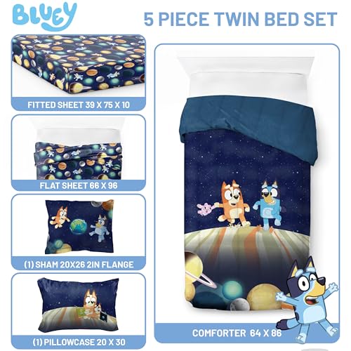 5-Piece Twin Bedding Set, Kids Cartoon Character Comforter and Sheet Collection