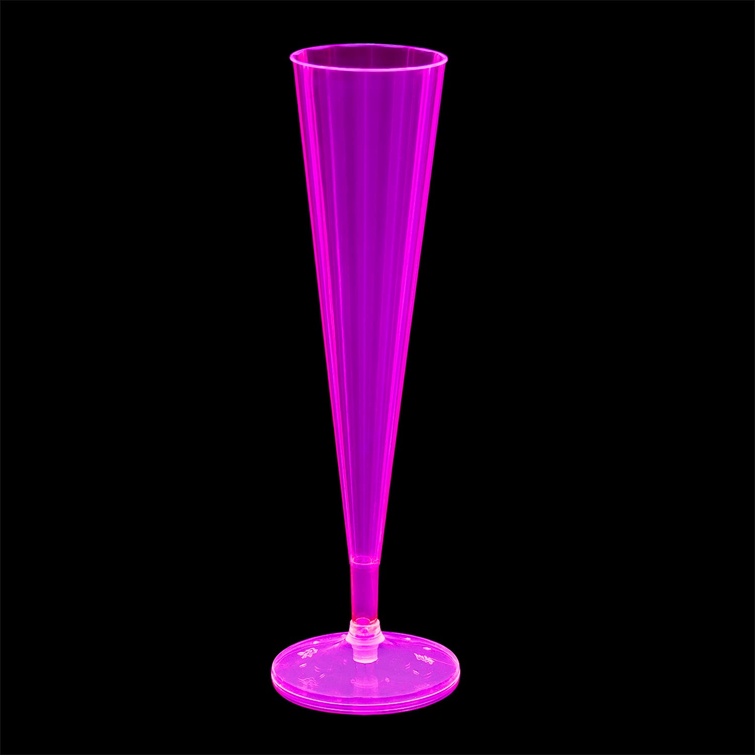 Party Essentials 20 Count Hard Plastic Twopiece 5 oz Champagne Flutes, Neon Pink