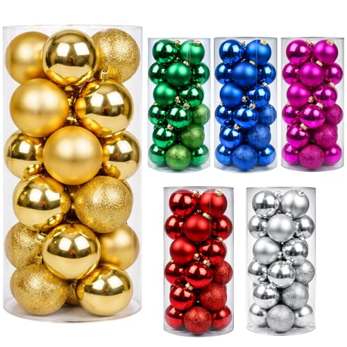 24-Pack Gold Christmas Ball Ornaments - 1.57" Shatterproof Tree Decor