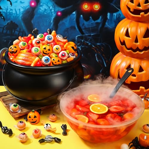 3-Piece Halloween Witch Cauldron and Punch Bowl Set with Ladle