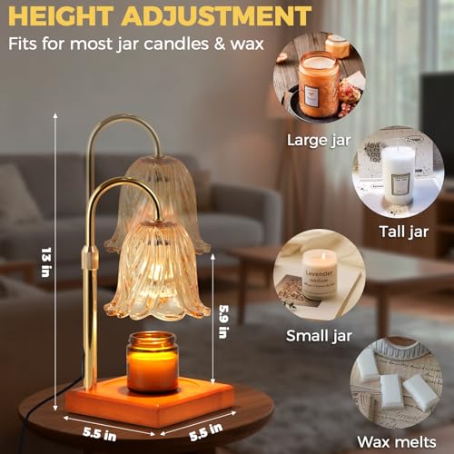 Dimmable Flower Candle Warmer Lamp with Timer - Gold Wax Melt Warmer