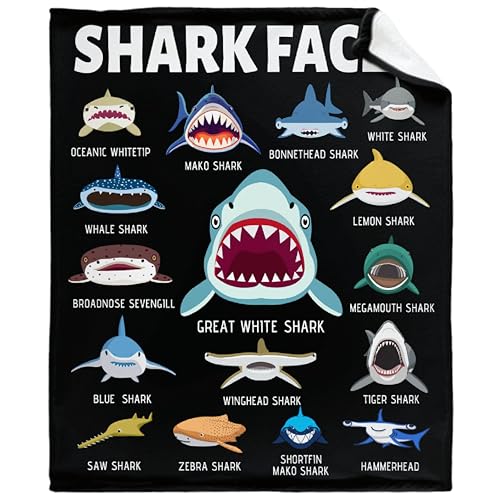 Shark Faces Blanket 50x40 in - Cow Blanket Shark Gifts for Kids & Adults, Shark Faces Throw