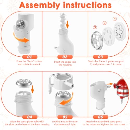 7-in-1 Pasta Press Attachment for Stand Mixers with 7 Interchangeable Plates