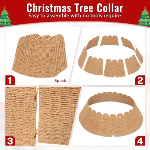 Natural Wicker Christmas Tree Collar 42 Inch for 7.5ft Tree - 8 Pack