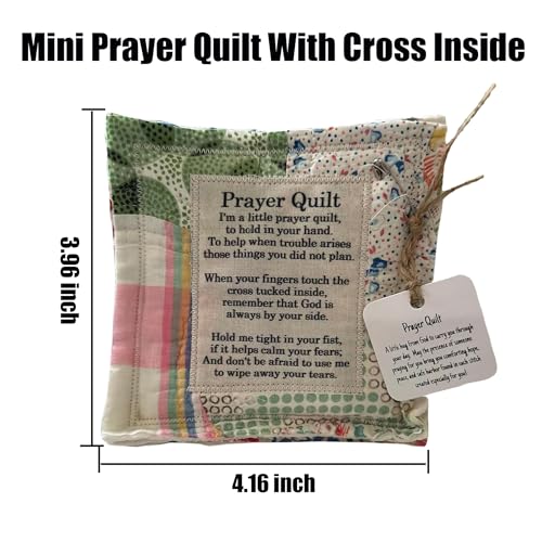Handmade Pocket Prayer Quilt with Cross Design - Mini Christian Gift