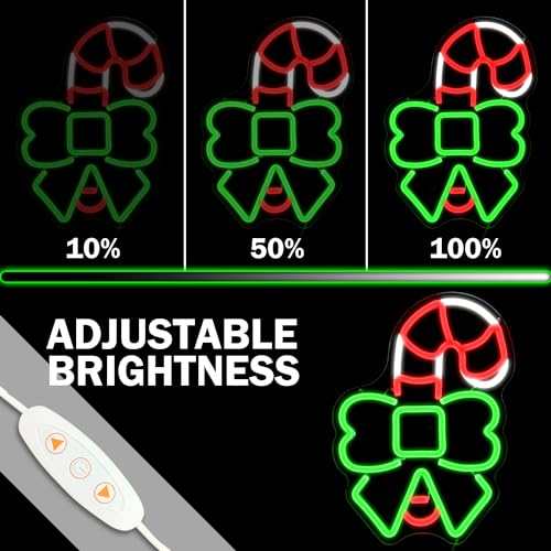 Cheunyar C-Candy Christmas Neon Sign Wall Decor Dimmable LED Light for Bedroom & Party