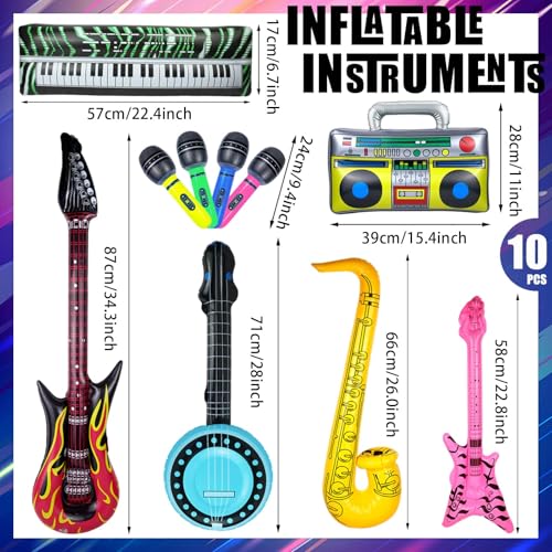 10-Piece Inflatable Rock Star Instrument Set for Party Decorations