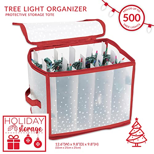 Simplify 500 Lights Red Christmas Light Organizer Box with 5 Dividers