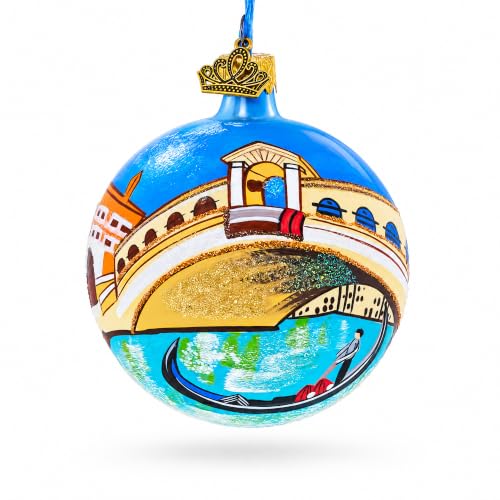 Venice Gondola Christmas Ornament - Hand-Painted Italian Glass Decor