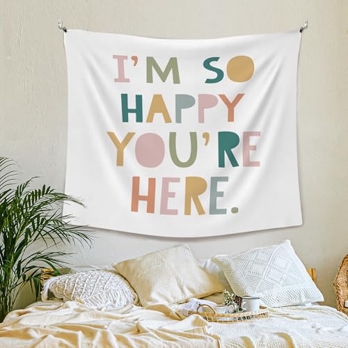 "I'm So Happy You're Here" Boho Wall Tapestry - Classroom Decor (50x60 in)
