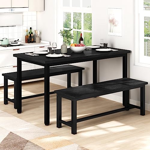 39-Inch Industrial Dining Bench, Set of 2 Wood Kitchen Benches