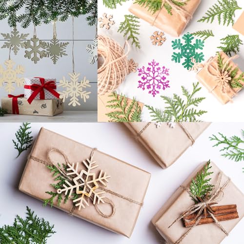 Tmflexe 40Pcs Unfinished Wooden Snowflake Ornaments - 10 Designs for DIY Christmas Craft Decor