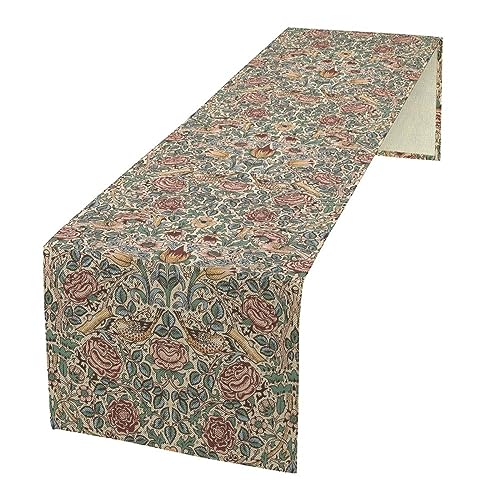 William Morris Table Runner 13x90in (Variation W13"x L90"), JanJCurt Original Design Rustic Ethnic Print