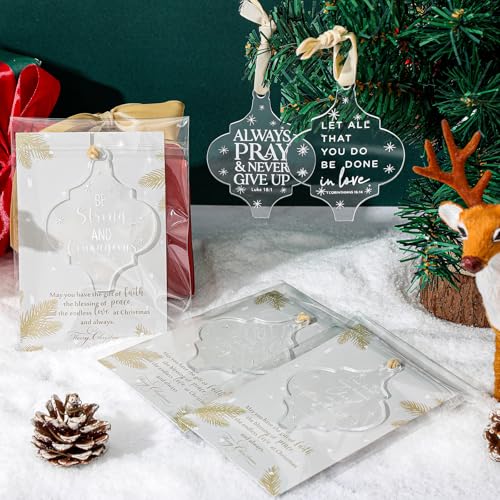 Kasyat 50 Sets Christian Tree Ornaments Bulk with Cards - Classic Design
