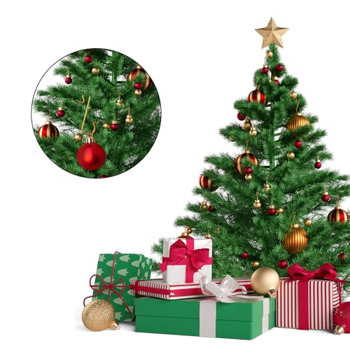100 Gold Christmas Ornament Hooks for Trees - Durable Metal Hangers