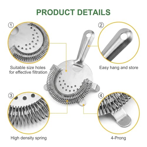 9 Pack Stainless Steel Cocktail Strainers with Spring - Bar Tools for Bartenders & Mixologists