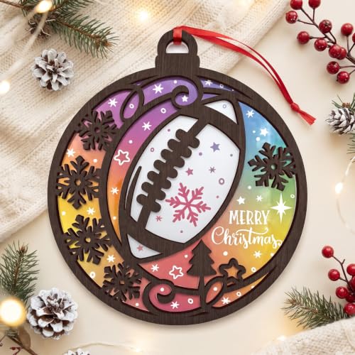 Football Christmas Ornament - 4 Inch Holiday Decor for Football Fans