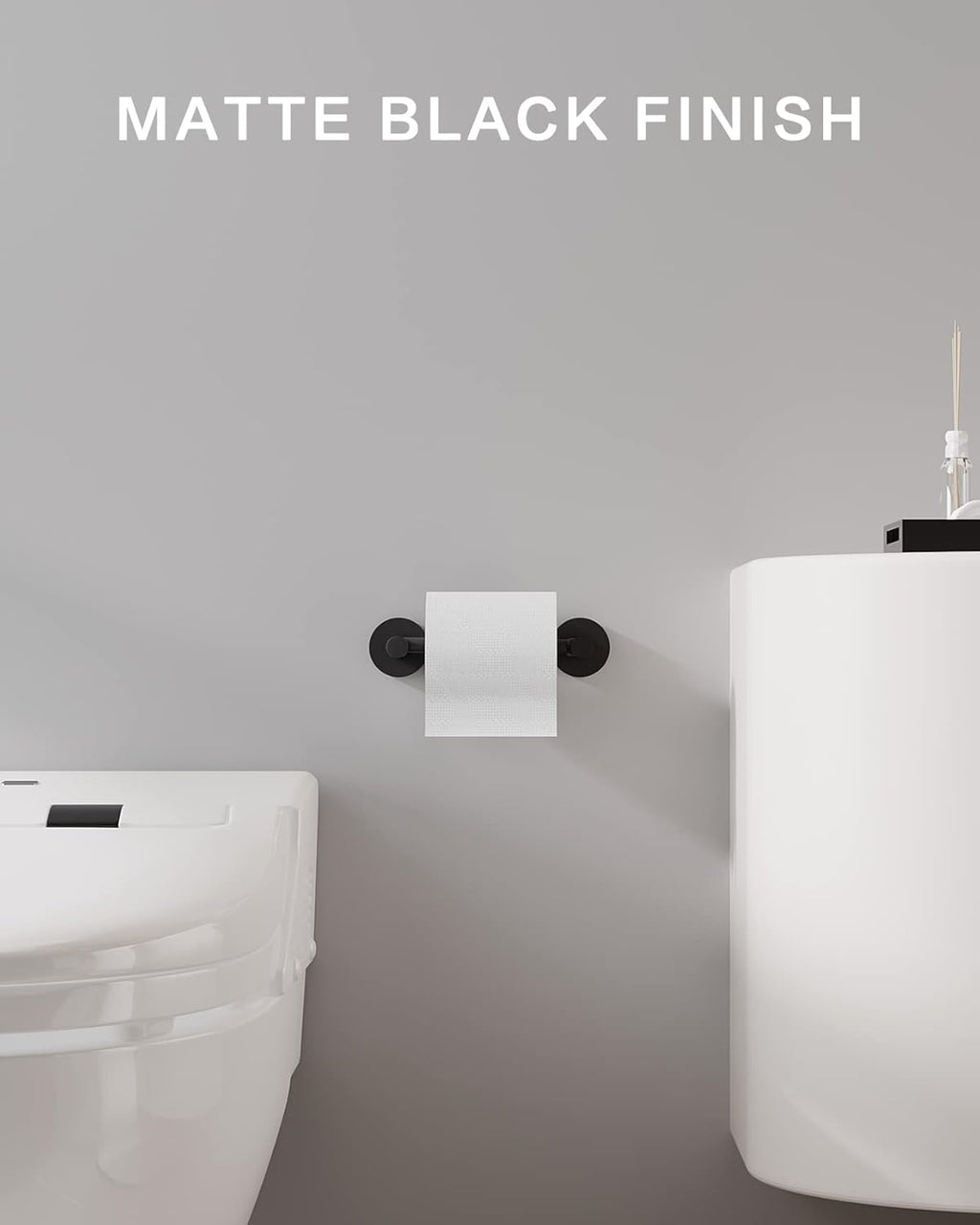 Skiennix Matte Black Toilet Paper Holder - Double Post Pivoting Design | Stainless Steel & Zinc Alloy, Wall-Mount