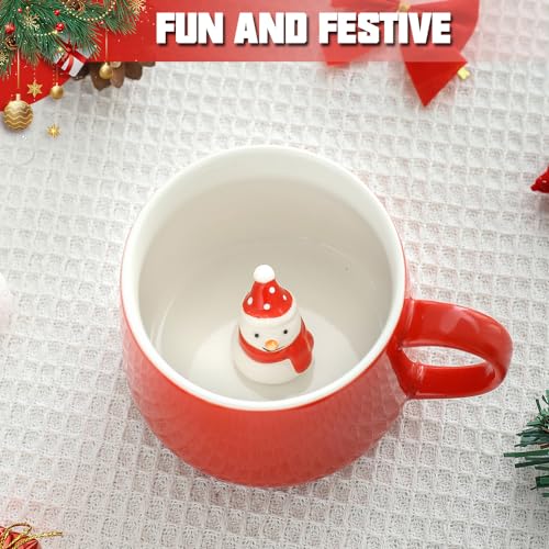 NDLBS Snowman Christmas 3D Coffee Mug - Cute Animal Inside, 12oz Ceramic Cup