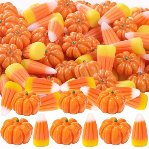 70-Piece Mini Resin Pumpkin and Candy Corn Halloween Table Scatter Decor