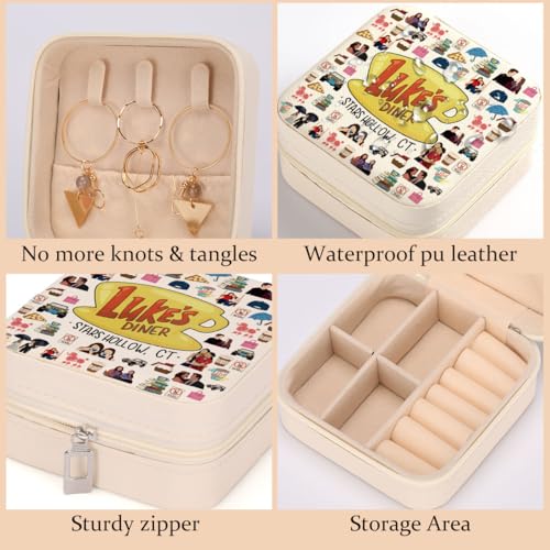 Small Travel Jewelry Box Organizer - Portable PU Leather Jewelry Case