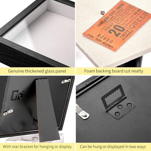 8x10 Black Shadow Box Frame with Real Glass Panel & Linen Backing