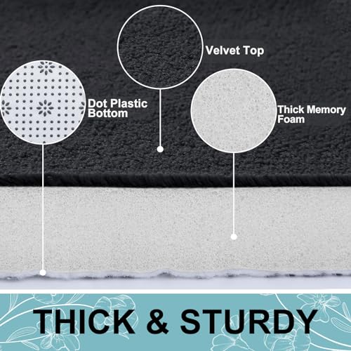 Smiry Memory Foam Bath Mat 30x20 Extra Soft Absorbent Black Rug