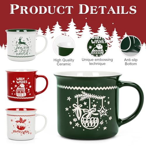 YHRJWN Christmas Mugs, Mugs Set of 4, Xmas Gifts for Women Men,