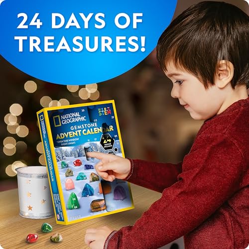 Gemstone Advent Calendar for Kids - 24 Rocks, Dig Brick & Jewelry Settings
