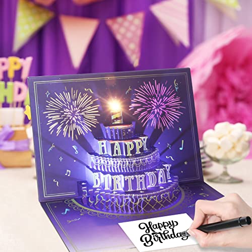 3D Pop Up Musical Birthday Card with Fireworks Lights and Sound Effect