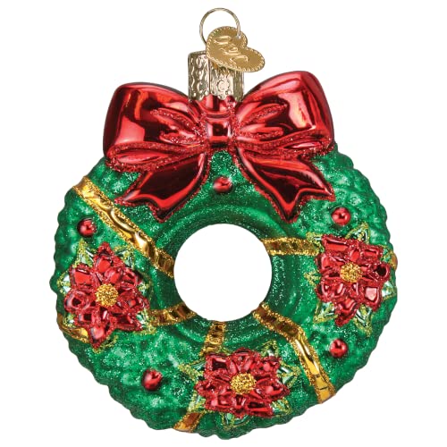 Handcrafted Glass Wreath Christmas Tree Ornament, Holiday Decoration