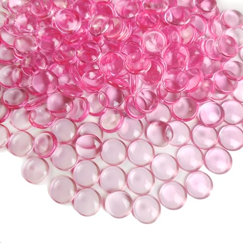 Bright Pink Acrylic Flat Marbles - 630 Pcs 0.6" Vase Fillers & Table Scatter