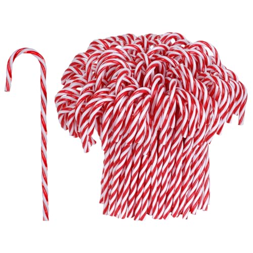 Jmkcoz Red & White 150 Pack Twisted Candy Cane Christmas Ornaments - 6" Plastic Holiday Decor