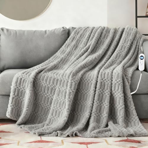 Electric Heated Throw Blanket, 50x60 Flannel Fleece with 12 Heat Levels