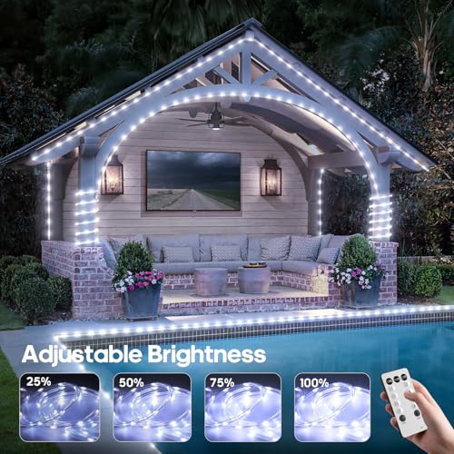 100ft LED Rope Lights, Waterproof Outdoor Fairy Lighting with Remote & Timer