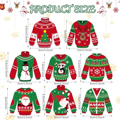 40 Pcs Christmas Ugly Sweater Wooden Ornaments Holiday Tree Decorations