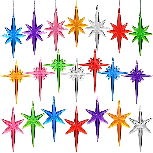 Replacement Ceramic Christmas Tree Star Topper Ornaments - 21 Pack Multi-Color