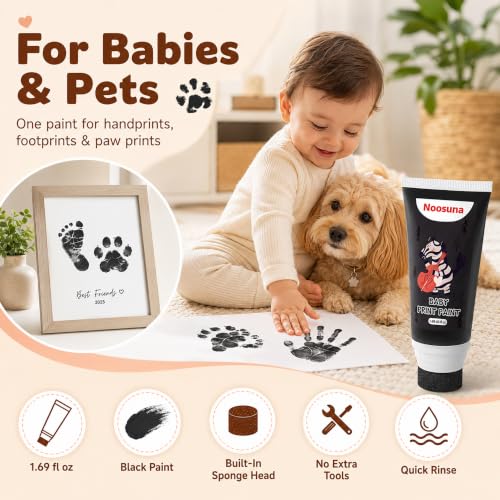 Non-Toxic Washable Baby Hand and Footprint Paint with Sponge Head - Black