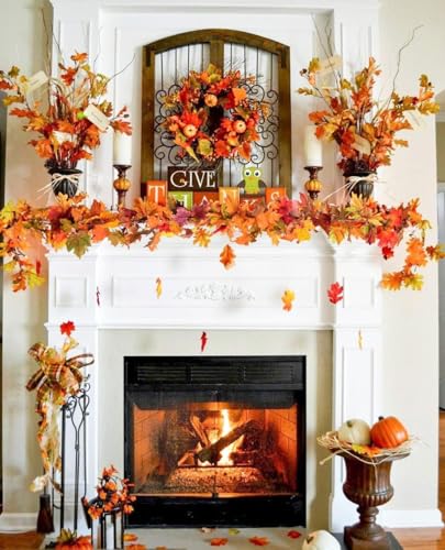3-Pack Artificial Fall Maple Leaf Garland - 6ft Faux Autumn Hanging Vines
